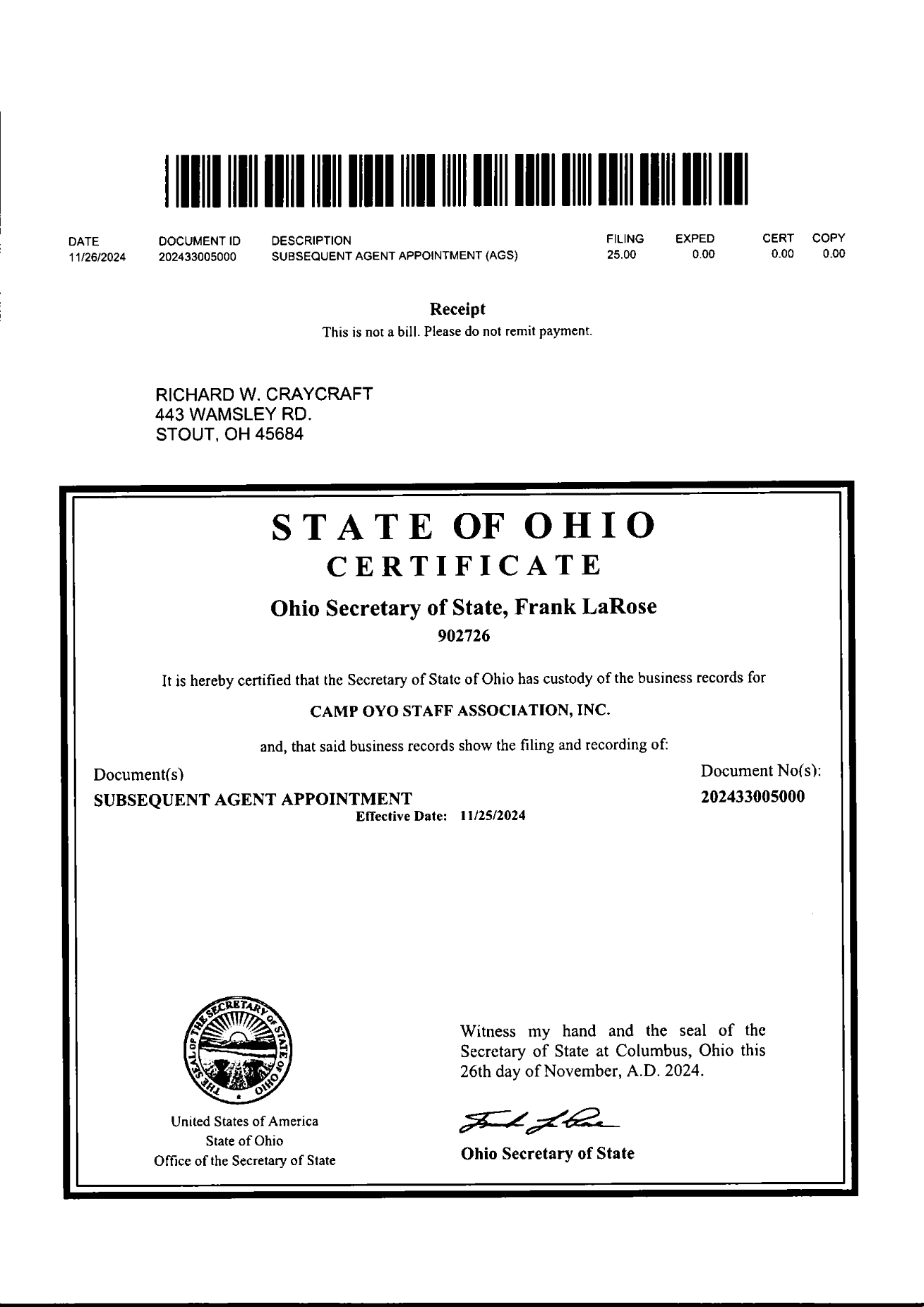 IRS and Ohio filing records